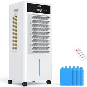 JRD Portable Air Cooler Tower - White with Blue Ice Packs